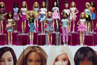 A display of Barbie Fashionistas is shown at the Mattel showroom at the North American International Toy Fair. Photo / AP A display of Barbie Fashionistas is shown at the Mattel showroom at the North American International Toy Fair. Photo / AP