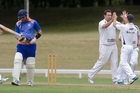 Central bowler Andrew Gibbs (right) celebrates the wicket of Indians batsman Bipul Das during the Rotorua derby match at Smallbone Park. Photo / Stephen Parker Central bowler Andrew Gibbs (right) celebrates the wicket of Indians batsman Bipul Das during the Rotorua derby match at Smallbone Park. Photo / Stephen Parker