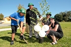 Waikura Brown (left), Year 8, Flaxmere city councillor Henare O'Keefe, Flaxmere Primary School principal Haisley Robson and deputy principal Jocelyn Cowan plant the white birch tree to be used as shade in the playground. Photo / Warren Buckland Waikura Brown (left), Year 8, Flaxmere city councillor Henare O'Keefe, Flaxmere Primary School principal Haisley Robson and deputy principal Jocelyn Cowan plant the white birch tree to be used as shade in the playground. Photo / Warren Buckland