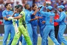 Mohammed Shami of India is congratulated by teammates after he got the wicket of Younus Khan. Photo / Getty Images Mohammed Shami of India is congratulated by teammates after he got the wicket of Younus Khan. Photo / Getty Images
