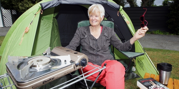 Jo Prowse camps in her little dome tent whenever she is able. Photo . Paul Taylor