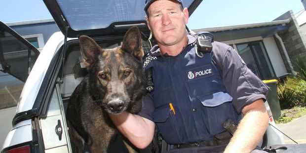 Masterton Police Constable Mike Wakefield and his police dog Thames. PHOTO/ANDREW BONALLACK