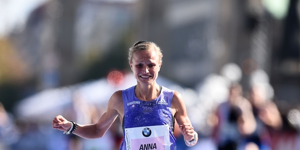 CLASS: Anna Hahner, here winning the Berlin marathon, will run the 3000m race with her twin Lisa at Tauranga Ramblers Twilight Athletics meeting. PHOTO/SUPPLIED SCC EVENTS/JIRO MOCHIZUKI