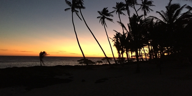 Sunset at Sa Moana Resort in Samoa. Photo / Tracey Bond
