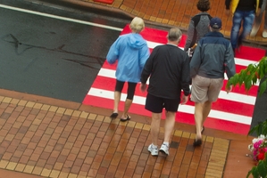 One of the new red and white pedestrian crossings on the Green Corridor. Photo / Stephen Parker