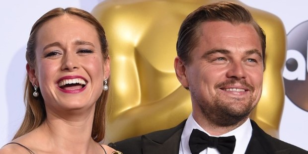 Best Actress Brie Larson and Best Actor Leonardo DiCaprio. Photo / AFP