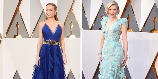 Brie Larson and Cate Blanchett were stunning in different shades of blue. Photos / Getty