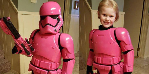 Four-year-old Autumn was 'tickled pink' with her outfit. Photo / Jim Brock, Facebook