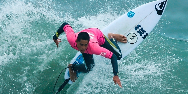 Teen surfer Kehu Butler is New Zealand's first Red Bull surf athlete. He is pictured here at the Rip Curl GromSearch where he won two titles last year. Photo/file