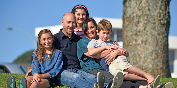 Colleen Mullen and Matt Adkins brought children Madeleine, 12, Amelie, 10, and Joshua, 7, to Mount Maunganui from Victoria, Australia, in 2014 after Matt was recruited by Zespri. Photo/George Novak