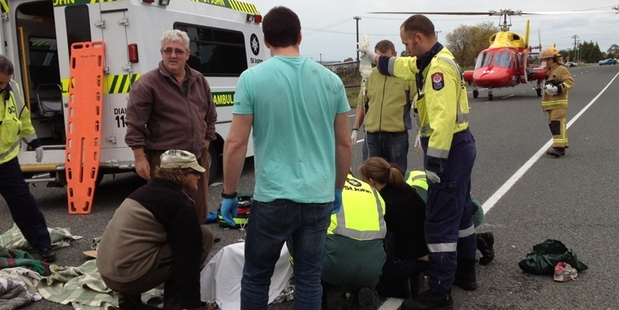 The scene at State Highway 1 near Putaruru after Ana Eriepa was dragged behind a car. Photo / Westpac Rescue Helicopter