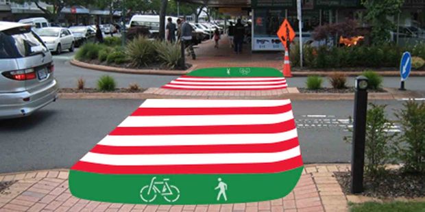 An artist's impression of the new red and white crossings.