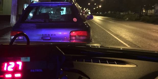 The Waikato Road Policing team posted a photo of the Subaru Impreza on its Facebook page. Photo / Facebook