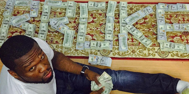 Rap star 50 Cent has revealed that the money he poses with is fake. Photo / Instagram