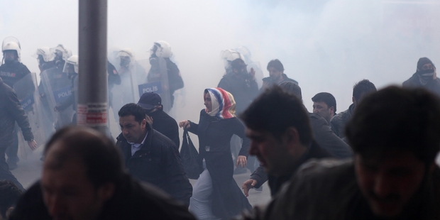 Turkish police fire tear gas into crowds in Istanbul. Photo / AP