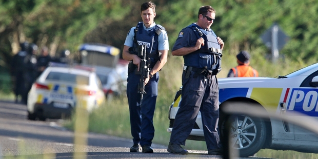 Police at the scene of Wednesday's siege near Kawerau. Photo / Ben Fraser