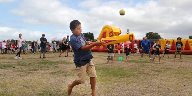 WHAT A HIT: Kya Te Huia, 7, plays bat-down at Springvale Park.PHOTO/BEVAN CONLEY