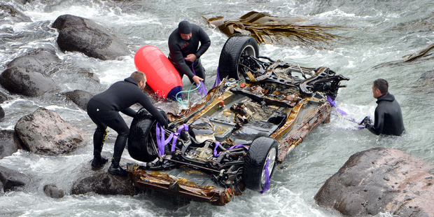 Police recovery of a car near Curio Bay