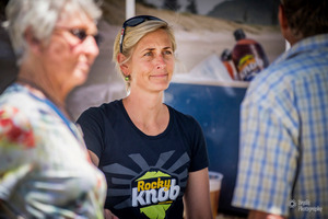 Rocky Knob co-owner Bron Marshall sells brews developed by her husband, Stu Marshall, at the Little Big Markets in Mount Maunganui. Photo/supplied