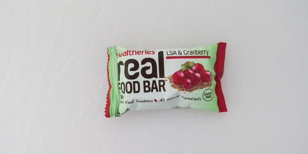 Healtheries Real Food Bar, LSA & Cranberry. $2.20 for 30g. Photo / Wendyl Nissen