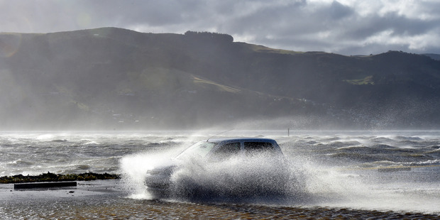 Wild weather in Dunedin caused flooding. Photo: Otago Daily Times