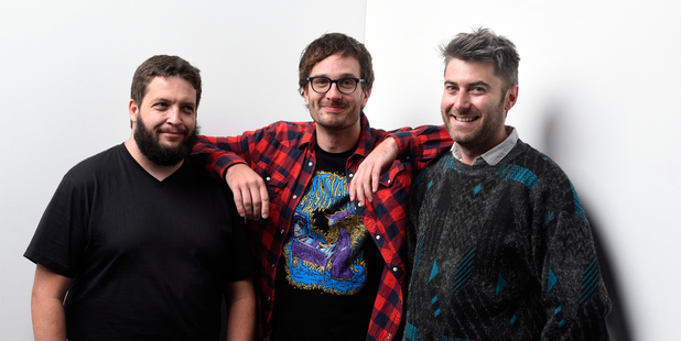 Tickled co-directors Dylan Reeve, David Farrier and producer Carthew (WireImage)