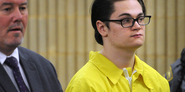 Christopher Plaskon stands during a hearing in Superior Court in Milford, USA Plaskon is charged with murdering classmate Maren Sanchez, 16, in a stairwell