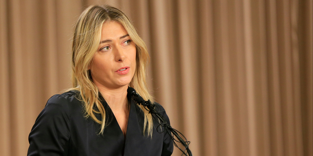Tennis star Maria Sharapova speaks during a news conference in Los Angeles on Monday, March 7, 2016. Photo / AP.
