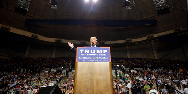 Republican presidential candidate Donald Trump speaks during a campaign rally in Fayetteville, North Carolina. Photo / AP