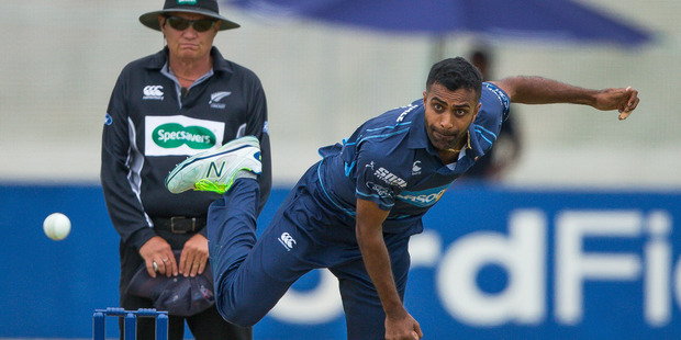 Tarun Nethula was the pick of the Auckland bowlers against former side Central Districts. Photo / Jason Dorday