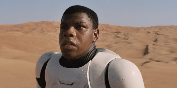 John Boyega in a scene from the movie Star Wars: The Force Awakens.