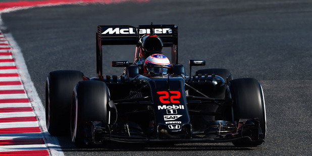 Jenson Button of McLaren Honda drives during day four of F1 winter testing at Circuit de Catalunya. photo / Getty