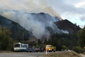 The terrain and windy, gusty conditions made it difficult to fight the blaze. Photo / Facebook