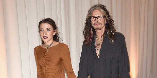 Singer Steven Tyler steps out with his assistant and lover Aimee Ann Preston, 28. Photo / Getty