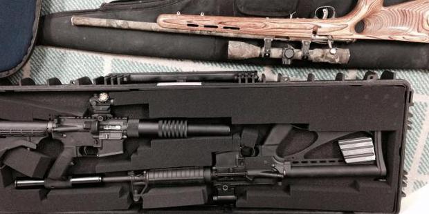 The weapons included military-assault firearms. Photo / Supplied via Police
