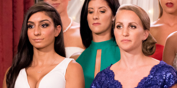 Naz, left, and Lindsey at last night's rose ceremony on The Bachelor NZ. Lindsey was sent home.