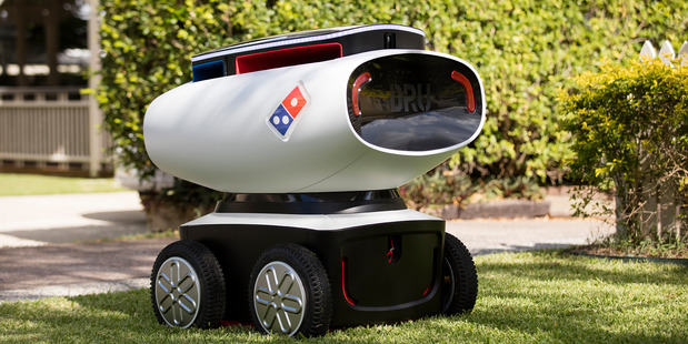 The autonomous pizza delivery unit designed by Domino's Pizza and Australian start-up, Marathon Robotics.