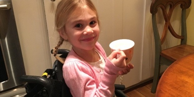 Five-year-old Eden Hoelscher faces intensive therapy to increase sensation in her lower body. Photo / Go Fund Me
