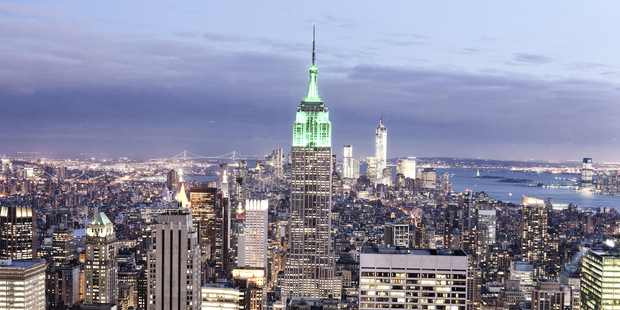 New York City's Empire State Building turns green for St Patrick's Day. Photo / Supplied