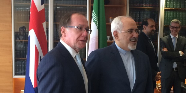 Iran Foreign Minister Mohammad Javad Zarif meets with Foreign Minister Murray McCully in the Beehive, Wellington.