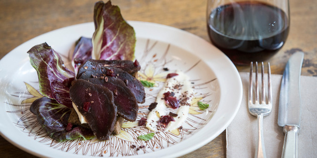 Entree of black forest venison. Photo / Jason Oxenham.