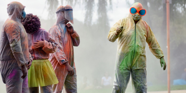 Tutors took part in the Colour Dash promotion.