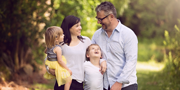 Andrea Cummerfield and Andrew Nalder with their children Mia and Mackay.