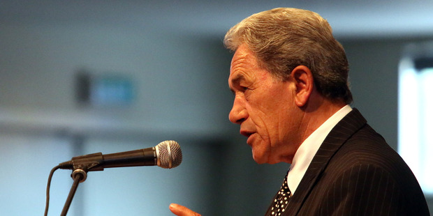 STRONG MESSAGE: Winston Peters speaking at a Grey Power meeting in Whanganui yesterday.