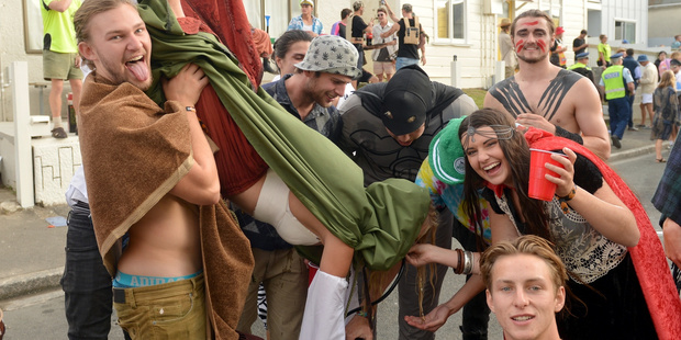 Students attend the annual Hyde street party in Dunedin. Photo / Supplied
