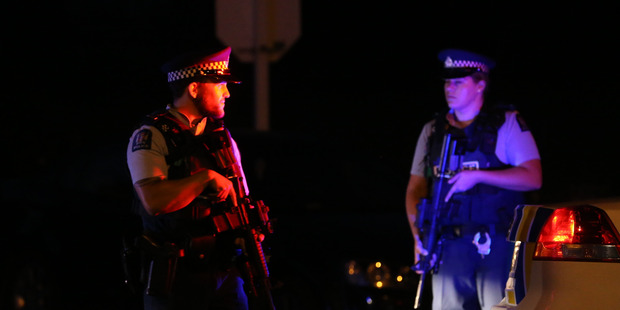 General view of the scene at the police cordon on Onepu Rd near Kawerau after the shooting incident. Photo / Alan Gibson