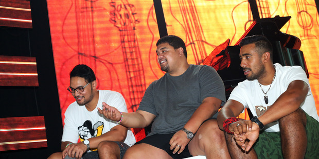 From left Amitai Pati, Pene Pati and Moses Mackay just after their sound check at ASB Stadium, Kensington, ahead of last night's sold out concert. Photo / Michael Cunningham