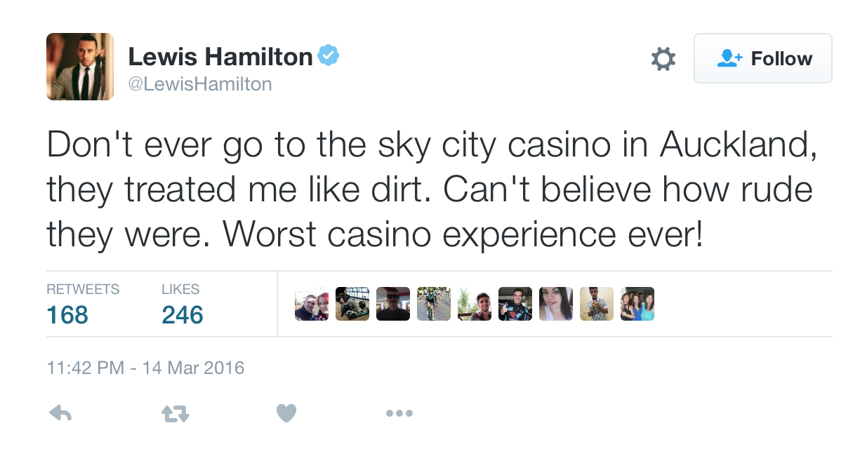 Lewis Hamilton has since deleted the tweet.