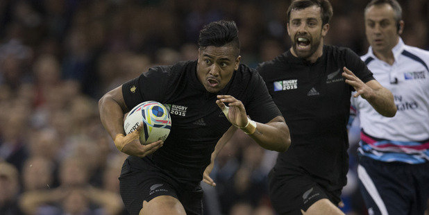 Julian Savea in action for the All Blacks during last year's Rugby World Cup. Photo / Brett Phibbs