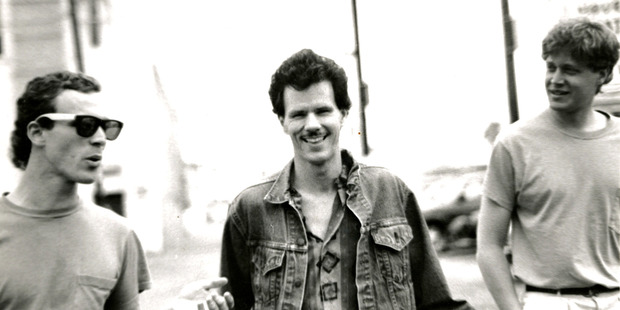 Mobius, 1992, Venice Beach. Michael Fitzpatrick, left. Phil Johnson, center. Xak Bjerken, right. Photo / Thanh Tran